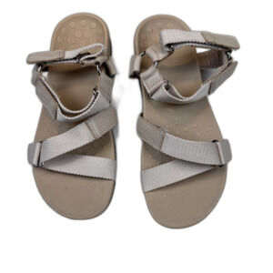 Vionic Rest Candace Sandals Women's 7.5 Nude 4-Way Adjustable Silver Rings